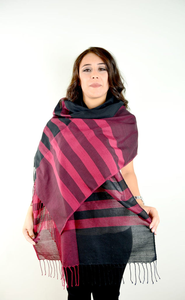 Aquatolia Dames, Hand gebreide sjaal - Rood Zwart