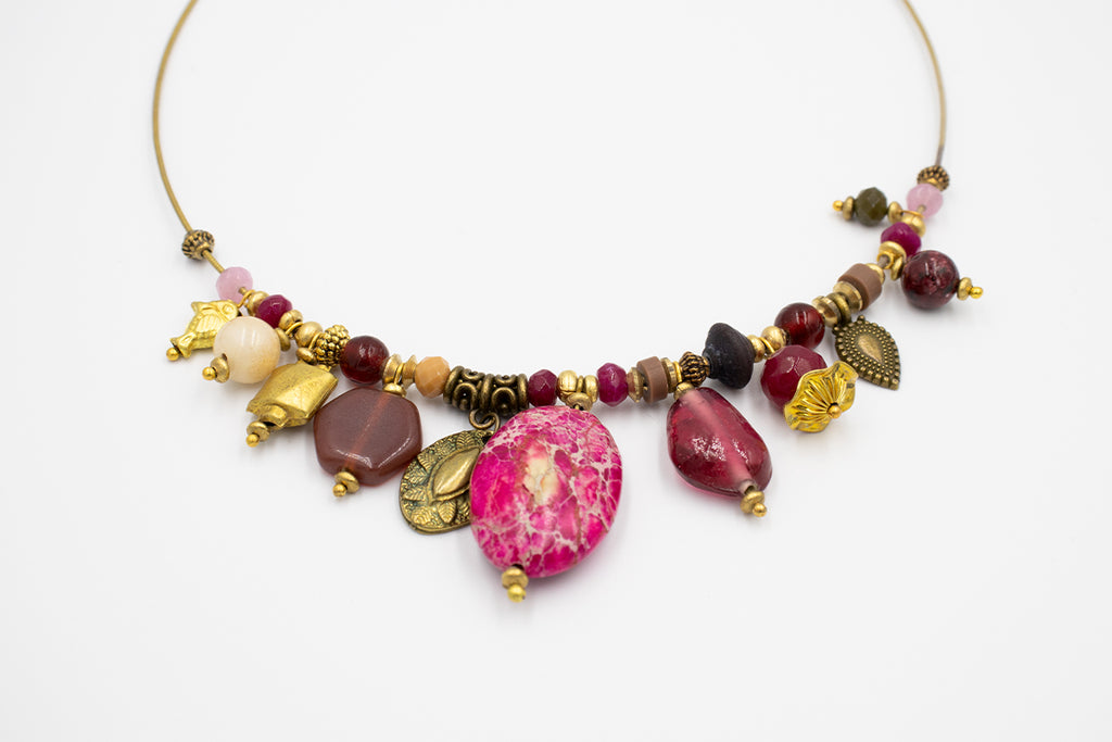 Aquatolia pink natural stone necklace