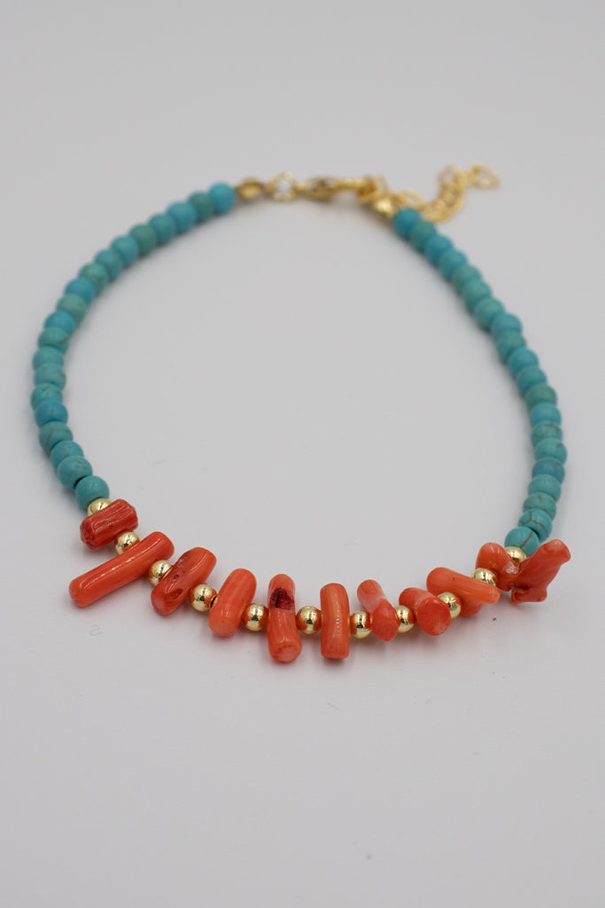 Aquatolia coral and turquoise bracelet
